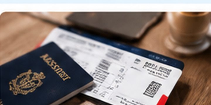 Passport and airline ticket on a desk